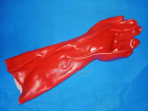 Gloves za Kusafisha za Heavy Duty za PVC Rubber Nyekundu
