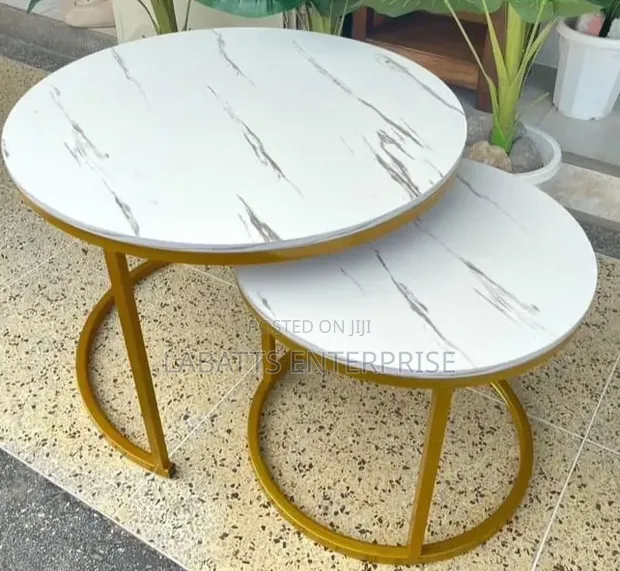 White Marble-Effect Nesting Coffee Table - Brand New - 1
