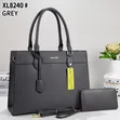 Women's Large Leather Laptop Tote Bag Set with Wallet - 3