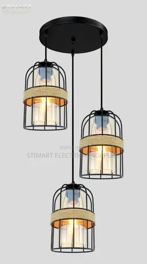 3-in-1 Black Metal Rope Pendant Light