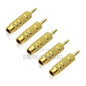 5pc Gold Plated 3.5mm hadi 6.35mm Stereo Adapter