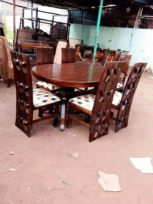 Royal Mahogany Dining Set ya Viti 6 vya Premium