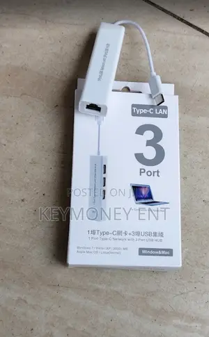 Adapta ya USB-C hadi LAN na Porti 3 za USB kwa MacBook