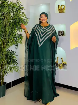 Jungle Green Stylish Abaya - Free Size Maxi Dress