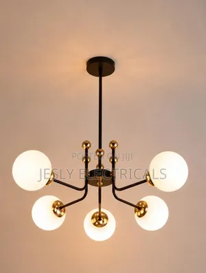 Chandelier ya Kisasa yenye Vigae 5 vya Kioo cha Frosted