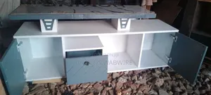 Modern 5ft TV Stand - White & Grey Marble Top