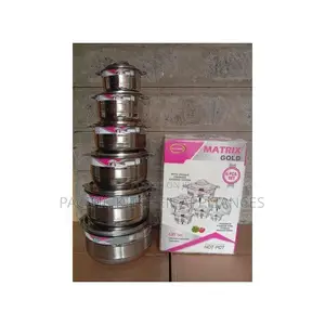 Matrix Gold Set ya Vipande 6 vya Hotpot na Mfumo wa Kufunga wa Chuma cha Kutolea