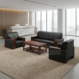 Reception Sofa Set - Black Leather