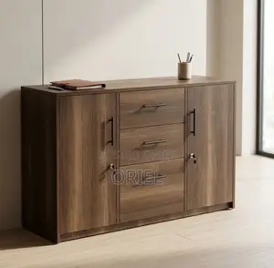 Wooden 2-Door Filing Credenza with 3 Drawers