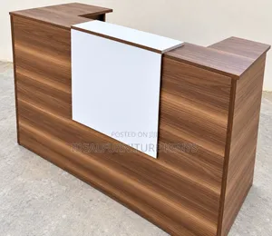 Modern Executive Reception Desk - Walnut & White