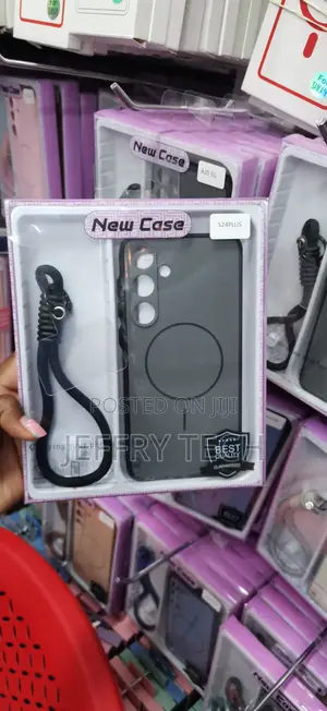 Kava Nyeusi ya MagSafe ya Sumaku ya Silikoni kwa Samsung Galaxy S24 Plus na Kamba