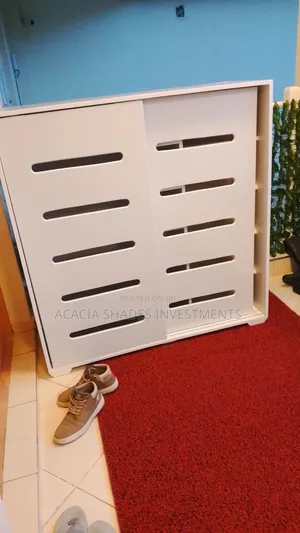 SK Brand New White Sliding Door Shoe Rack