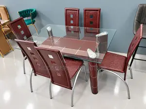 Modern Glass Dining Table Set - 6 Seater