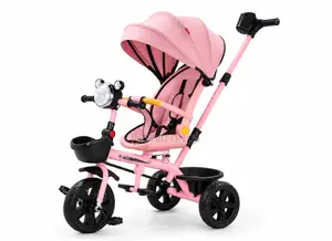 Kids Tricycle with Canopy and Push Handle