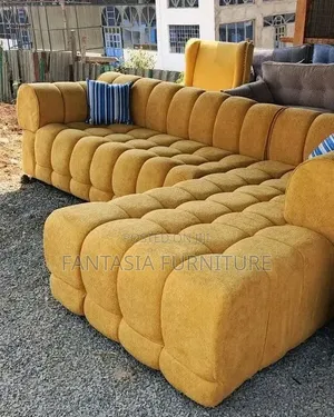 5 Seater L-Shaped Bubble Sofa - Yellow