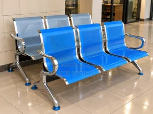 3 Seater Office Waiting Bench - Blue & Silver