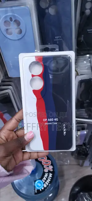 OPPO A60 4G Soft Case - White, Red, Navy Blue Stripes