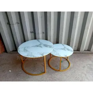 2-in-1 Marble-Effect Nesting Coffee Table