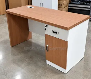 SK Office Desk with Drawer and Cabinet - Brown/White