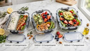 Glass Lunchbox Set - Airtight 4-Lock Lids