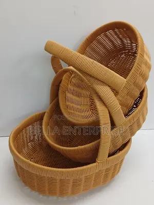 Kikapu cha Hifadhi cha Rattan chenye Kazi 3-kwa-1