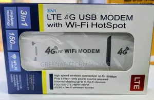 LTE 4G USB Modem yenye Wi-Fi Hotspot (150Mbps, Vifaa 10)