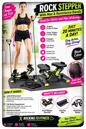 V-Shape Mini Stepper na Mkeka na Resistance Bands