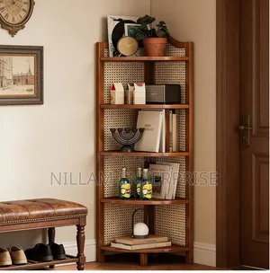 5-Tier Bamboo Corner Shelf Bookshelf