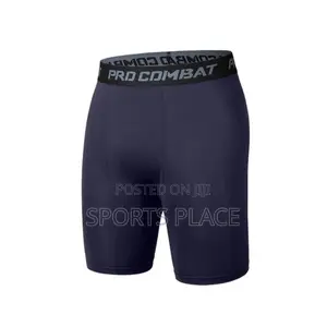 Navy Blue Men's Short Compression Leggings - Michezo/Gym