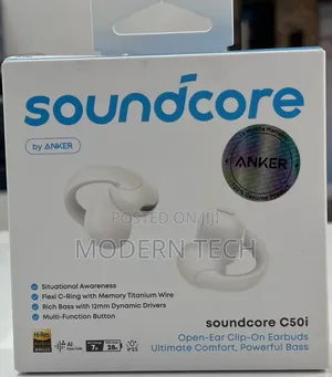 Soundcore C50i Vipuli vya Masikioni vya Clip-on na Bass Nzito