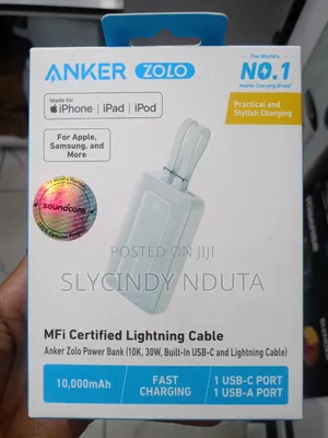 Anker Zolo Power Bank (10000mAh, 30W, Built-in USB-C & Lightning)
