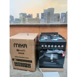 Jiko la Mika la Kusimama 58x58cm: 3 Gas + 1 Hotplate ya Umeme