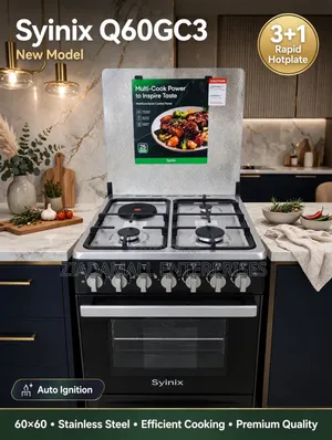 Syinix Q60GC3 Cooker ya 60x60 ya Kusimama 3+1 Gesi/Umeme
