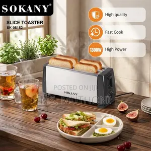 Toaster ya Sokany ya Stainless Steel ya Mikate 4