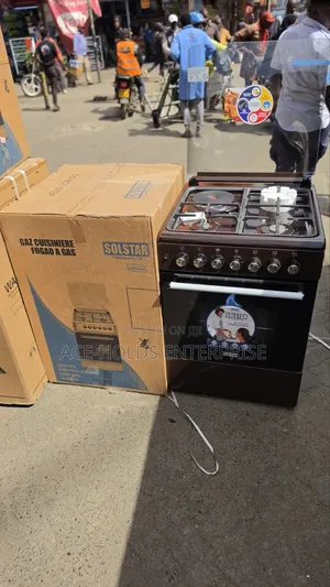 Solstar 60x60 Jiko la Kusimama - 3 Gesi + 1 Umeme, Oven ya Umeme