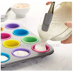 12pcs Reusable Silicone Molds with Cupcake Baking Mould