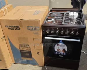 Solstar 60x60 Jiko la Kusimama - 3 Gesi + 1 Umeme, Oven ya Umeme