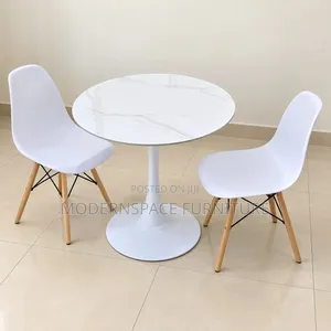 White Round Dining Table Set with 2 Chairs