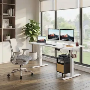 1200mm Nyeupe Umeme Adjustable Standing Desk