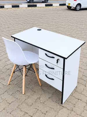 White Office Desk and Eames Chair Set