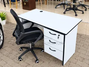 White Table and Black Office Desk Set