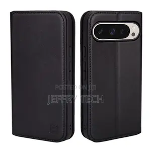 Google Pixel 9/9 Pro TPU Leather Flip Cover - Nyeusi