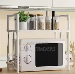 Stendi ya Microwave Milango Miwili - Nyeusi na Nyeupe