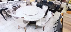 Seti Mpya ya Meza ya Kulia ya Mviringo ya Watu 6 na Lazy Susan