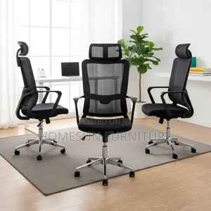 Kiti cha Ofisi - Nyeusi Mesh Ergonomic chenye Headrest