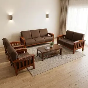 Sofa ya Nyumbani: Sofa ya Viti 7 na Fremu ya Mahogany Iliyopakwa