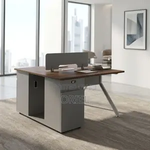 2-Seater Brown Office Workstation Desk