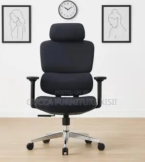 Kiti cha Ergonomic Nyeusi cha Kitambaa chenye Usaidizi wa Mgongo