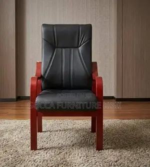 Kiti cha Mgeni cha Ofisi chenye Mikono ya Mahogany