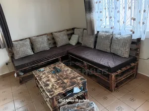 7 Seater L-Shaped Pallet Sofa Set with Cushions